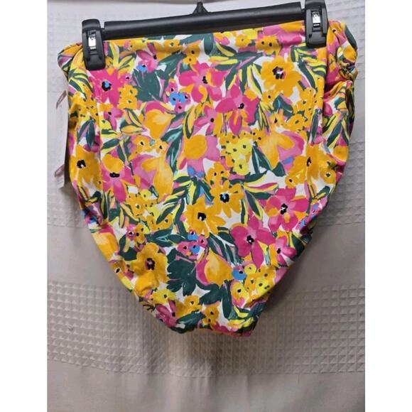 ANNE COLE XXL High Waist Bikini Swim Bottoms Sunshine Floral Beach 3 Way 6474 - Picture 2 of 5